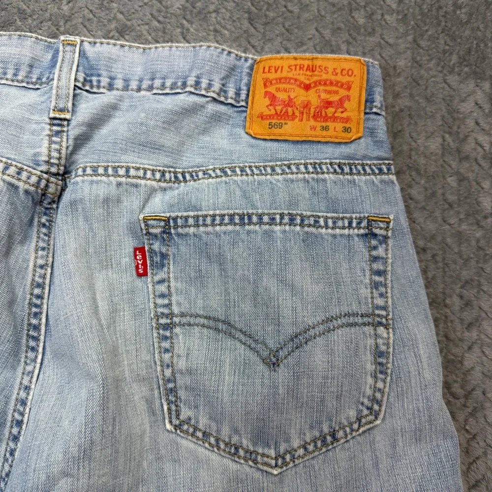 Levi's 569 Jeans Mens Loose Straight Light Wash Blue 36x28 Denim Y2K Baggy Fit